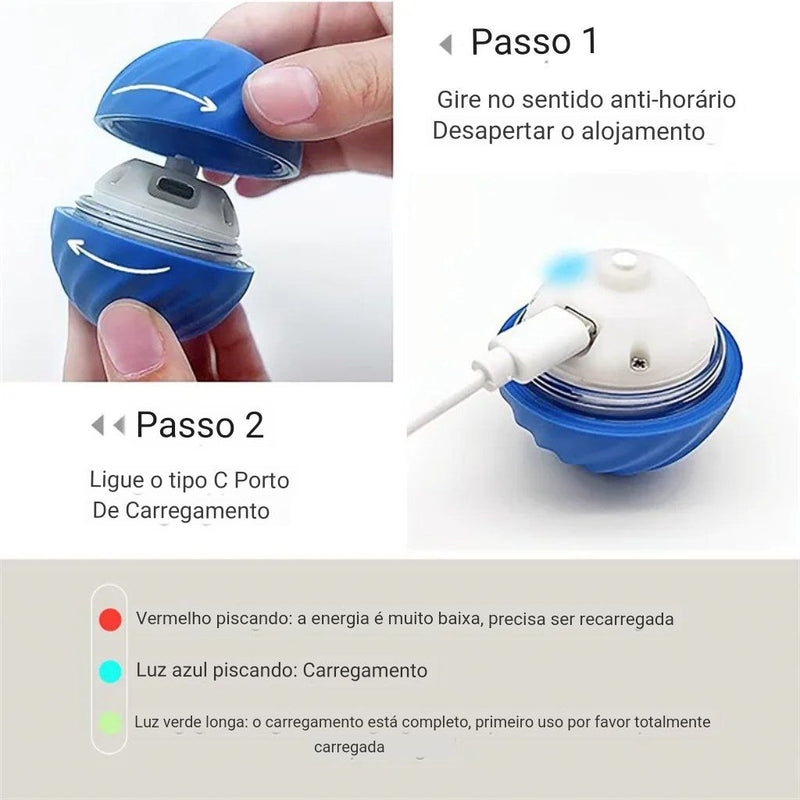 Bola de Brinquedo Inteligente para Pets - Diversão Interativa e Recarga USB