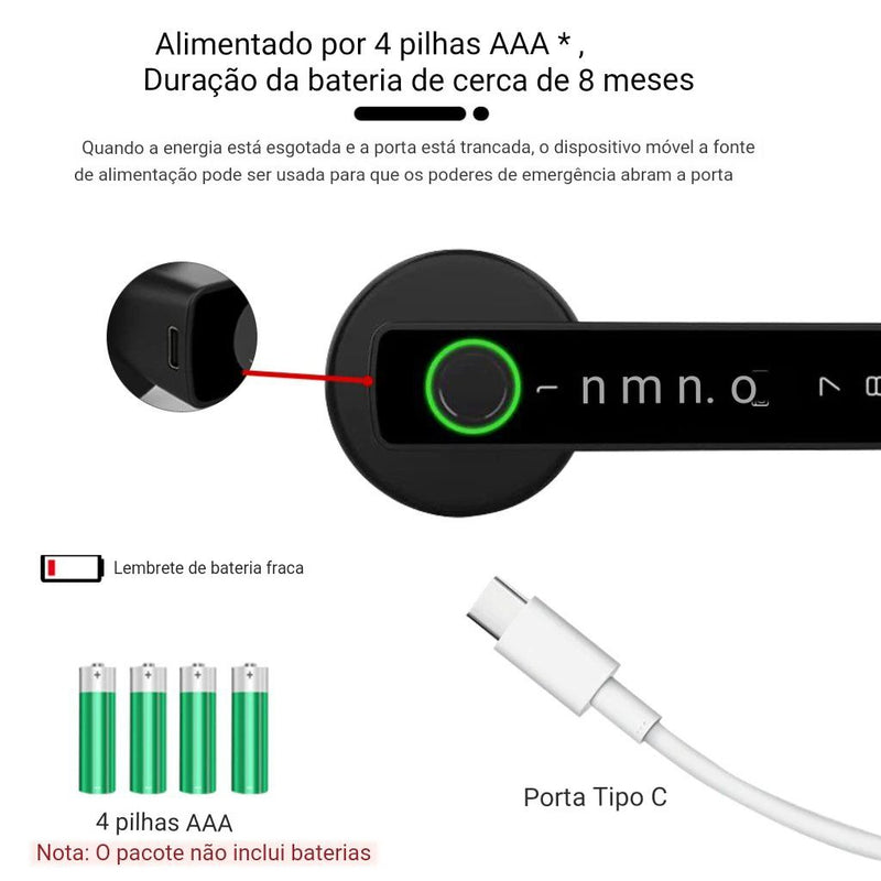 Fechadura Digital RAYKUBE - 5 Modos de Desbloqueio e Controle via App