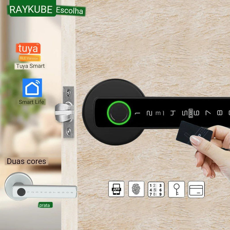 Fechadura Digital RAYKUBE - 5 Modos de Desbloqueio e Controle via App